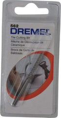 Dremel - 1/8" Diam, High Speed Steel Diamond Pattern Router Bit - Right Hand Cut, 61mm Overall Length, 1/8" Shank Diam, Use on Cement Board, Ceramic Wall Tile, Plaster - Benchmark Tooling