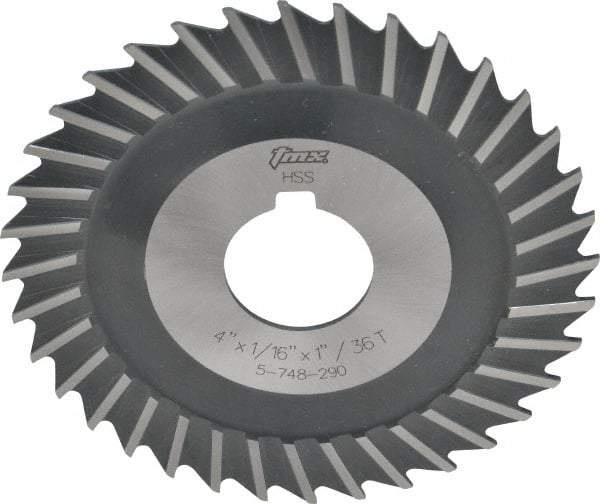 Value Collection - 4" Blade Diam x 1/16" Blade Thickness, 1" Hole, 36 Teeth, High Speed Steel Side Chip Saw - Straight Tooth, Arbor Connection, Uncoated - Benchmark Tooling