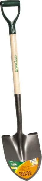 UnionTools - 11-1/2" High x 8-5/8" Wide Round Steel Shovel - 28" Long Wood D-Grip Handle, Front Turned - Benchmark Tooling