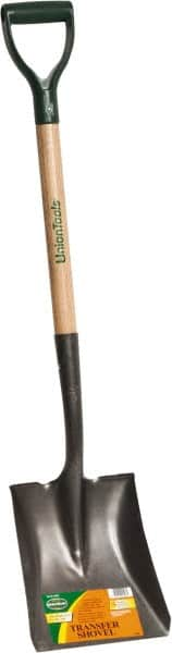 UnionTools - 11-1/2" High x 8-5/8" Wide Square Steel Shovel - 28" Long Wood D-Grip Handle, Front Turned - Benchmark Tooling