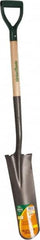 UnionTools - 16" High x 6" Wide Tapered Steel Spade - 27" Long Wood D-Grip Handle, Front Turned - Benchmark Tooling