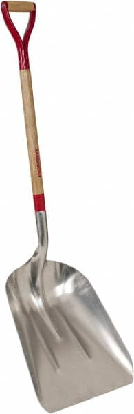 Razor-Back - 19-3/4" High x 15-1/4" Wide Square Aluminum Shovel - 36" Long Wood D-Grip Handle - Benchmark Tooling