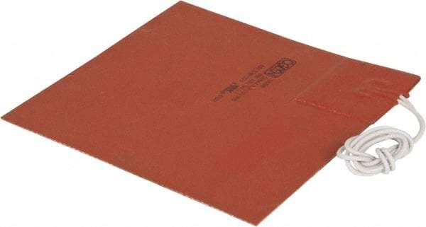 Made in USA - 6" Long x 6" Wide, Square, Silicon Rubber, Standard Heat Blanket - 120 Volt, Plain Back, Use with Metal Containers - Benchmark Tooling