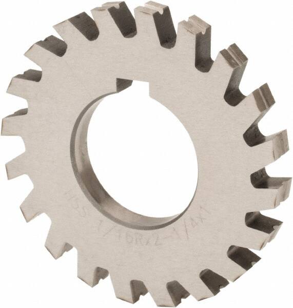 Value Collection - 1/32" Radius, 1/16" Circle Diam, 2-1/4" Cutter Diam, Arbor Connection, Concave Radius Cutter - High Speed Steel, 10 Teeth - Benchmark Tooling