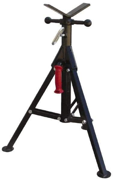 Value Collection - 1/4" to 12" Pipe Capacity, Portable Folding Vee-Head Stand - 27" to 41" High, 2,000 Lb Capacity - Benchmark Tooling