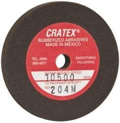 Cratex - 2" Diam x 1/4" Hole x 1/4" Thick, Surface Grinding Wheel - Silicon Carbide, Medium Grade, 10,500 Max RPM, Rubber Bond, No Recess - Benchmark Tooling