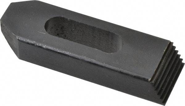 Value Collection - 1/2" Stud, Heat Treated Steel, Plain Strap Clamp - 1-1/2" Travel, 4" OAL x 1-1/4" Wide x 3/4" High, Black Oxide Finish, Tapered Nose - Benchmark Tooling