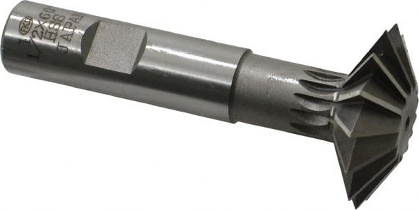 Interstate - 1-1/2° 1-1/2" Cut Diam, 1/2" Cut Width, 5/8" Shank, High Speed Steel Double-Angle Cutter - Benchmark Tooling