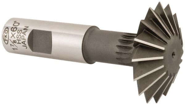 Interstate - 1-7/8° 1-7/8" Cut Diam, 5/8" Cut Width, 3/4" Shank, High Speed Steel Double-Angle Cutter - Benchmark Tooling