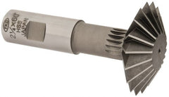 Interstate - 2-1/4° 2-1/4" Cut Diam, 3/4" Cut Width, 7/8" Shank, High Speed Steel Double-Angle Cutter - Benchmark Tooling