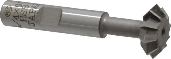 Interstate - 3/4° 3/4" Cut Diam, 1/4" Cut Width, 3/8" Shank, High Speed Steel Double-Angle Cutter - Benchmark Tooling