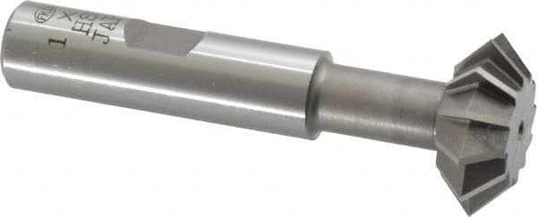 Interstate - 1° 1" Cut Diam, 3/8" Cut Width, 1/2" Shank, High Speed Steel Double-Angle Cutter - Benchmark Tooling