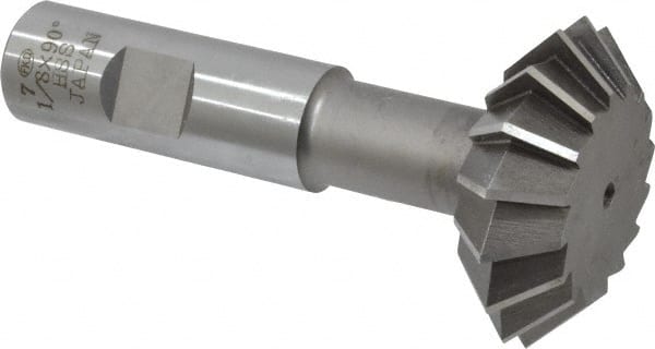 Interstate - 1-7/8° 1-7/8" Cut Diam, 5/8" Cut Width, 3/4" Shank, High Speed Steel Double-Angle Cutter - Benchmark Tooling