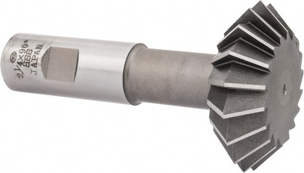 Interstate - 2-1/4° 2-1/4" Cut Diam, 3/4" Cut Width, 7/8" Shank, High Speed Steel Double-Angle Cutter - Benchmark Tooling