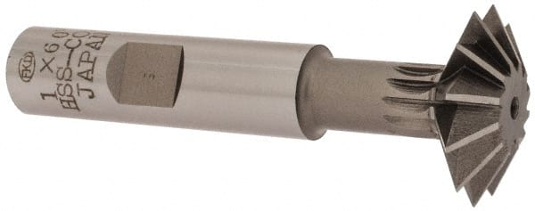 Interstate - 1° 1" Cut Diam, 5/16" Cut Width, 1/2" Shank, Cobalt Double-Angle Cutter - Benchmark Tooling