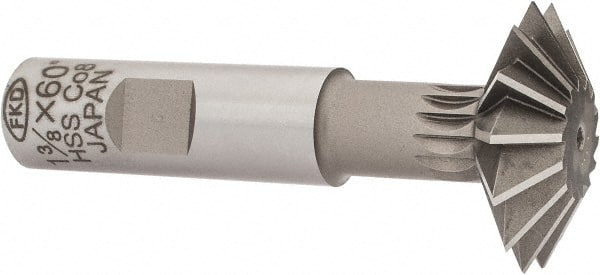 Interstate - 1-3/8° 1-3/8" Cut Diam, 7/16" Cut Width, 5/8" Shank, Cobalt Double-Angle Cutter - Benchmark Tooling