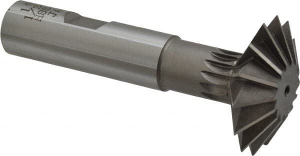 Interstate - 1-1/2° 1-1/2" Cut Diam, 1/2" Cut Width, 5/8" Shank, Cobalt Double-Angle Cutter - Benchmark Tooling