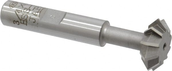 Interstate - 3/4° 3/4" Cut Diam, 1/4" Cut Width, 3/8" Shank, Cobalt Double-Angle Cutter - Benchmark Tooling