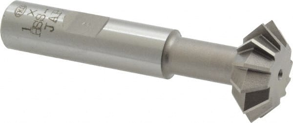 Interstate - 1° 1" Cut Diam, 3/8" Cut Width, 1/2" Shank, Cobalt Double-Angle Cutter - Benchmark Tooling