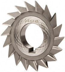 Value Collection - 2-3/4" Diam x 1/2" Width of Cut, 45° Included Angle, Arbor Connection, High Speed Steel Single Angle Cutter - Right Hand Cut, Oxide Finish - Benchmark Tooling