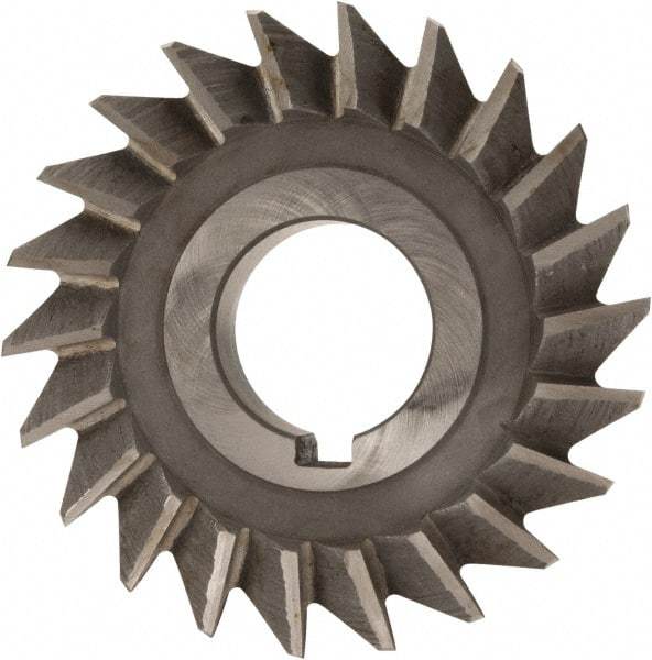 Value Collection - 3" Diam x 5/8" Width of Cut, 45° Included Angle, Arbor Connection, High Speed Steel Single Angle Cutter - Right Hand Cut, Oxide Finish - Benchmark Tooling