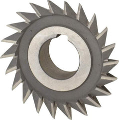 Value Collection - 3" Diam x 3/4" Width of Cut, 45° Included Angle, Arbor Connection, High Speed Steel Single Angle Cutter - Right Hand Cut, Oxide Finish - Benchmark Tooling