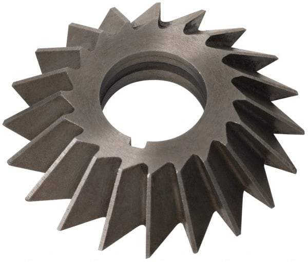 Value Collection - 2-1/2" Diam x 1/2" Width of Cut, 60° Included Angle, Arbor Connection, High Speed Steel Single Angle Cutter - Left Hand Cut, Oxide Finish - Benchmark Tooling