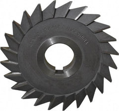 Value Collection - 4" Diam x 1/2" Width of Cut, 45° Included Angle, Arbor Connection, High Speed Steel Single Angle Cutter - Left Hand Cut, Oxide Finish - Benchmark Tooling