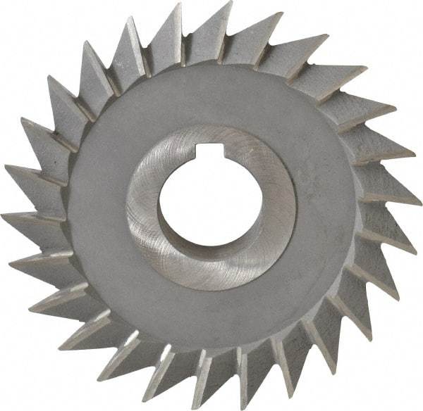 Value Collection - 4" Diam x 3/4" Width of Cut, 45° Included Angle, Arbor Connection, High Speed Steel Single Angle Cutter - Left Hand Cut, Oxide Finish - Benchmark Tooling