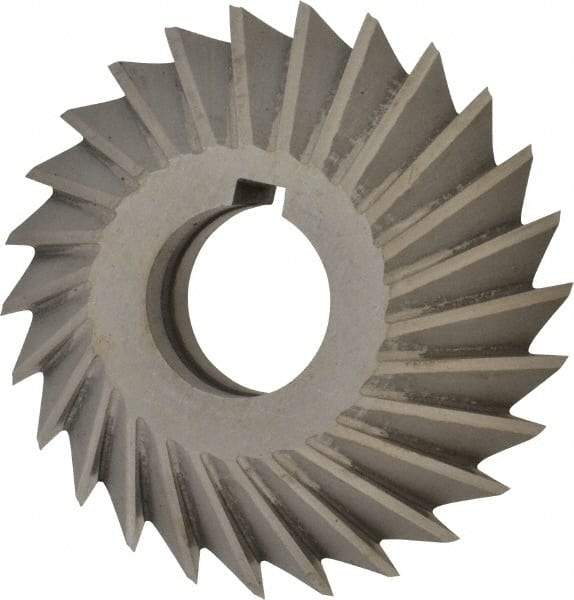 Value Collection - 4" Diam x 1" Width of Cut, 45° Included Angle, Arbor Connection, High Speed Steel Single Angle Cutter - Left Hand Cut, Oxide Finish - Benchmark Tooling