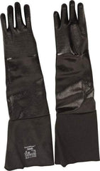Ansell - Size M (8), 26" Long, 85 mil Thick, Supported, Neoprene Chemical Resistant Gloves - Textured Finish, Fleece/Jersey Lined, Gauntlet Cuff, ANSI Abrasion Level 3, ANSI Cut Level 2, Black, FDA Approved - Benchmark Tooling