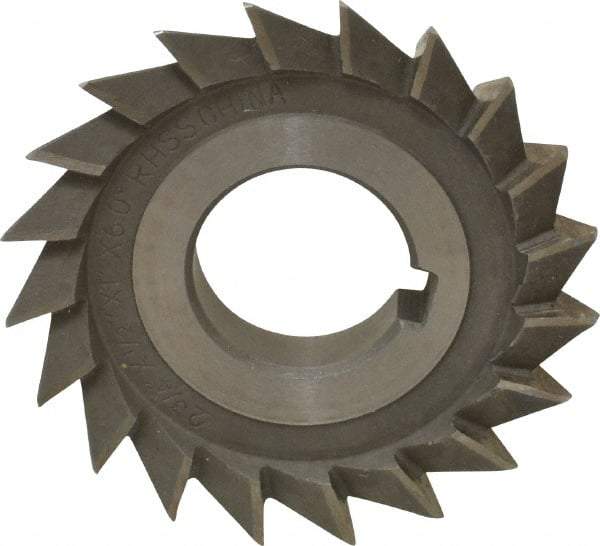 Value Collection - 2-3/4" Diam x 1/2" Width of Cut, 60° Included Angle, Arbor Connection, High Speed Steel Single Angle Cutter - Right Hand Cut, Oxide Finish - Benchmark Tooling