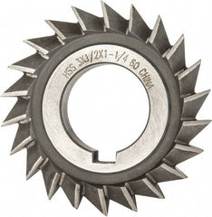 Value Collection - 3" Diam x 1/2" Width of Cut, 60° Included Angle, Arbor Connection, High Speed Steel Single Angle Cutter - Right Hand Cut, Oxide Finish - Benchmark Tooling