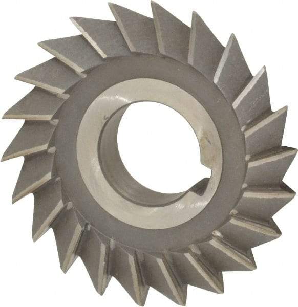 Value Collection - 3" Diam x 5/8" Width of Cut, 60° Included Angle, Arbor Connection, High Speed Steel Single Angle Cutter - Right Hand Cut, Oxide Finish - Benchmark Tooling