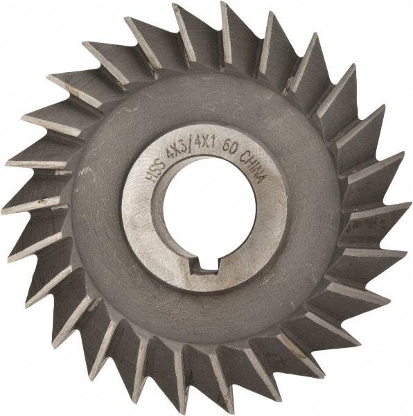 Value Collection - 4" Diam x 3/4" Width of Cut, 60° Included Angle, Arbor Connection, High Speed Steel Single Angle Cutter - Right Hand Cut, Oxide Finish - Benchmark Tooling