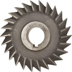 Value Collection - 4" Diam x 3/4" Width of Cut, 60° Included Angle, Arbor Connection, High Speed Steel Single Angle Cutter - Right Hand Cut, Oxide Finish - Benchmark Tooling