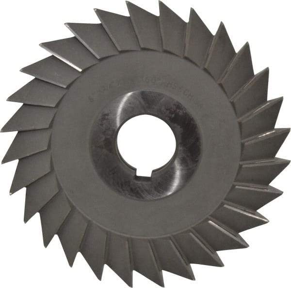 Value Collection - 6" Diam x 3/4" Width of Cut, 60° Included Angle, Arbor Connection, High Speed Steel Single Angle Cutter - Right Hand Cut, Oxide Finish - Benchmark Tooling