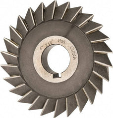 Value Collection - 4" Diam x 3/4" Width of Cut, 60° Included Angle, Arbor Connection, High Speed Steel Single Angle Cutter - Left Hand Cut, Oxide Finish - Benchmark Tooling