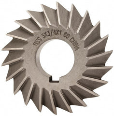 Value Collection - 3° 3" Cut Diam, 3/4" Cut Width, 1" Arbor, High Speed Steel Double-Angle Cutter - Benchmark Tooling