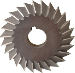 Value Collection - 4° 4" Cut Diam, 3/4" Cut Width, 1" Arbor, High Speed Steel Double-Angle Cutter - Benchmark Tooling