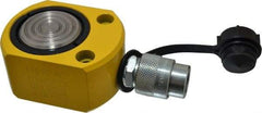 Enerpac - 20 Ton, 0.44" Stroke, 1.94 Cu In Oil Capacity, Portable Hydraulic Flat Body Cylinder - 4.43 Sq In Effective Area, 2.03" Lowered Ht., 2.47" Max Ht., 2.38" Cyl Bore Diam, 2" Plunger Rod Diam, 10,000 Max psi - Benchmark Tooling