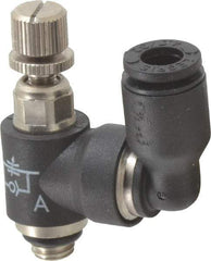 Legris - 5/32" OD x 10-32 UNF Miniature Swivel Outlet Flow Control Regulator - 0 to 145 psi & Nylon Material - Benchmark Tooling