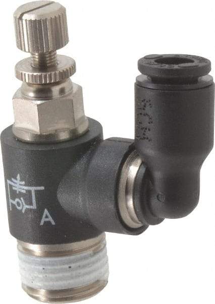 Legris - 5/32" OD x 1/8" NPT Miniature Swivel Outlet Flow Control Regulator - 0 to 145 psi & Nylon Material - Benchmark Tooling