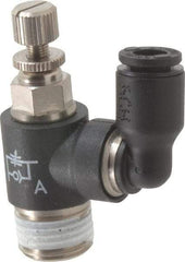 Legris - 5/32" OD x 1/8" NPT Miniature Swivel Outlet Flow Control Regulator - 0 to 145 psi & Nylon Material - Benchmark Tooling