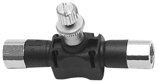 Legris - 1/2" NPT Threaded In-Line Flow Control Valve - 0 to 145 psi & Nylon Material - Benchmark Tooling