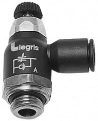 Legris - 12mm Tube OD x 1/2 Male BSPT Compact Meter Out Flow Control Valve - 14.5 to 145 psi, Nylon - Benchmark Tooling