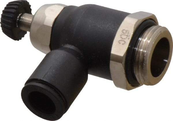 Legris - 8mm Tube OD x 3/8 Male BSPP Compact Meter Out Flow Control Valve - 14.5 to 145 psi, Nylon - Benchmark Tooling