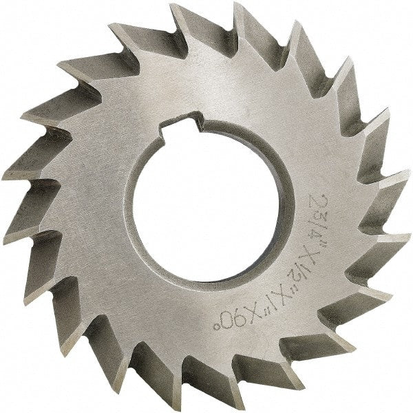 Made in USA - 4° 4" Cut Diam, 1/2" Cut Width, 1-1/4" Arbor, High Speed Steel Double-Angle Cutter - Benchmark Tooling