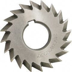 Made in USA - 4° 4" Cut Diam, 1" Cut Width, 1-1/4" Arbor, High Speed Steel Double-Angle Cutter - Benchmark Tooling