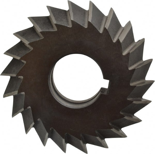 Value Collection - 3° 3" Cut Diam, 3/4" Cut Width, 1" Arbor, High Speed Steel Double-Angle Cutter - Benchmark Tooling